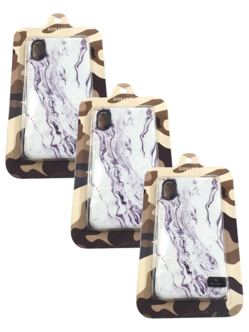 3 NEW iPhone Xs 1Os X 10 Cell Phone Case Cover Purple White Marble Swirl NWT